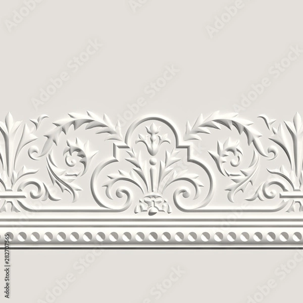 Obraz 3d relief with floral elementes