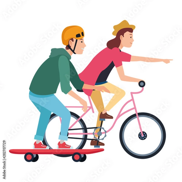 Obraz Young couple training extreme sports