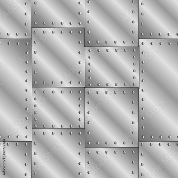 Fototapeta Bezproblemowa tekstura wektorowa z nitonymi arkuszami metali.