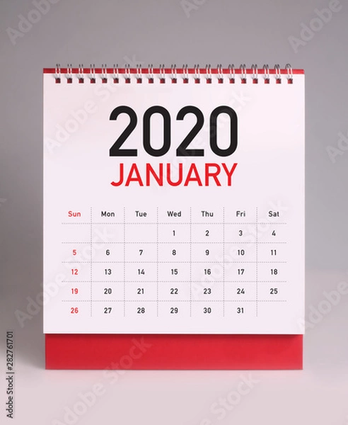Fototapeta Simple desk calendar 2020 - January