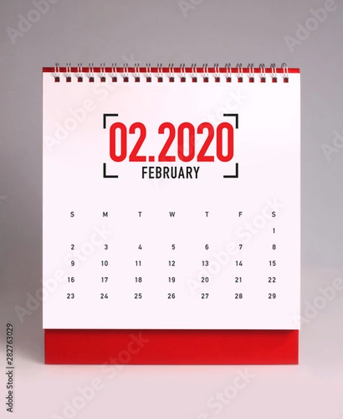 Fototapeta Simple desk calendar 2020 - February