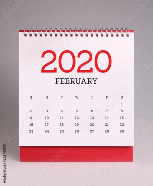 Fototapeta Simple desk calendar 2020 - February