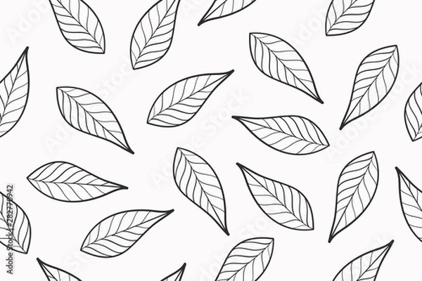 Obraz Leaves Doodle Seamless Pattern