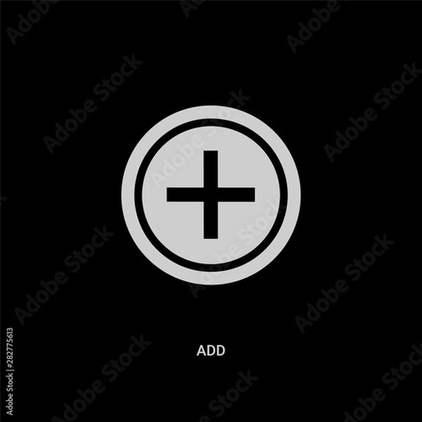 Fototapeta white add vector icon on black background. modern flat add from signs concept vector sign symbol can be use for web, mobile and logo.