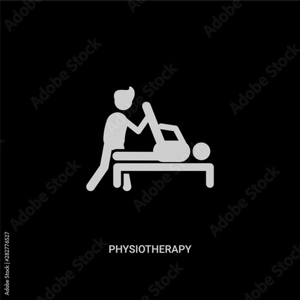 Fototapeta white physiotherapy vector icon on black background. modern flat physiotherapy from people concept vector sign symbol can be use for web, mobile and logo.