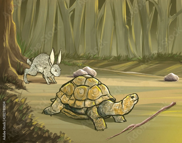 Obraz turtle and rabbit race