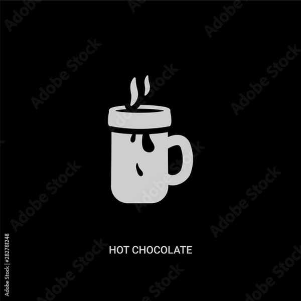 Fototapeta white hot chocolate vector icon on black background. modern flat hot chocolate from food concept vector sign symbol can be use for web, mobile and logo.
