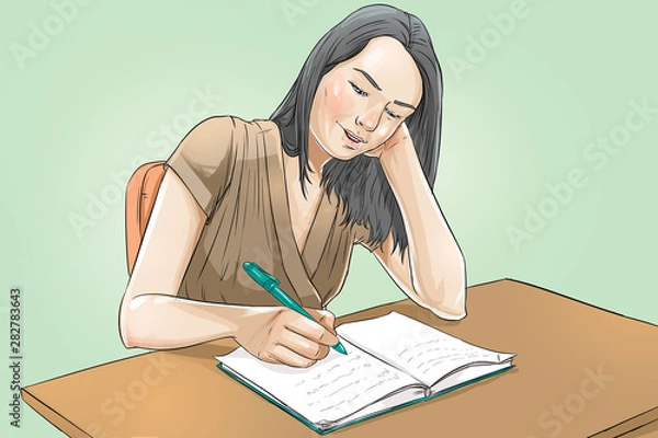 Obraz girl with books