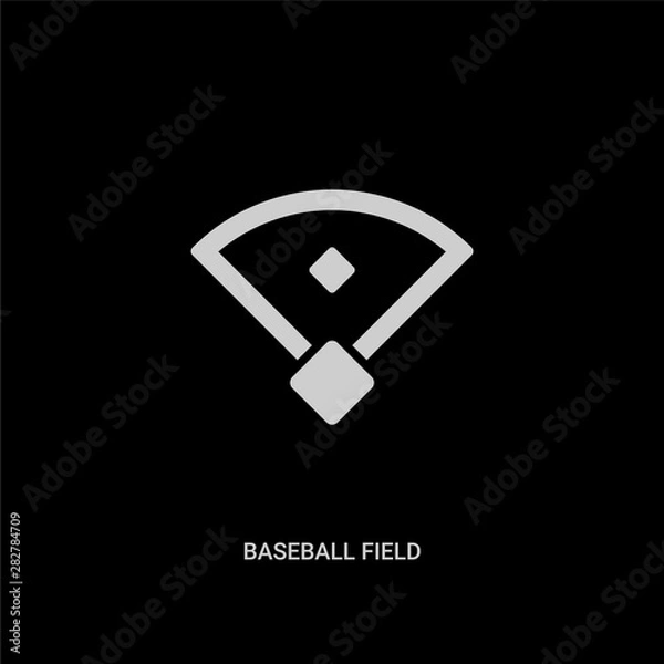 Obraz Biała ikona wektor pole baseball na czarnym tle. nowoczesne płaskie boisko do baseballu z symbolu znaku wektorowego koncepcji czasu wolnego może być używane do sieci, telefonów komórkowych i logo.