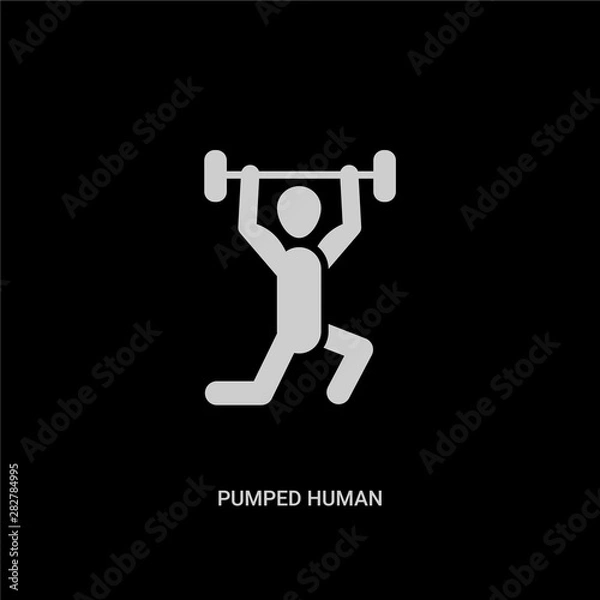 Obraz white pumped human vector icon on black background. modern flat pumped human from feelings concept vector sign symbol can be use for web, mobile and logo.