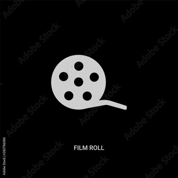 Fototapeta white film roll vector icon on black background. modern flat film roll from electronic stuff fill concept vector sign symbol can be use for web, mobile and logo.
