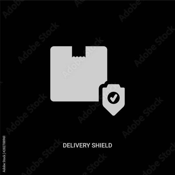 Fototapeta white delivery shield vector icon on black background. modern flat delivery shield from delivery and logistic concept vector sign symbol can be use for web, mobile and logo.