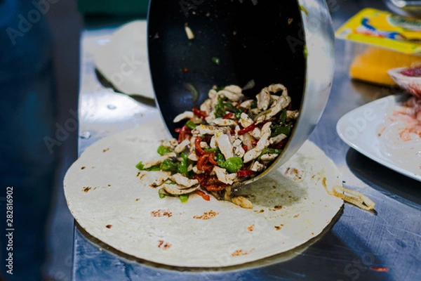 Obraz Preparation of quesadilla wrap different phases