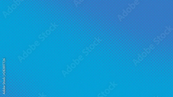 Fototapeta Blue modern pop art background with halftone dots design