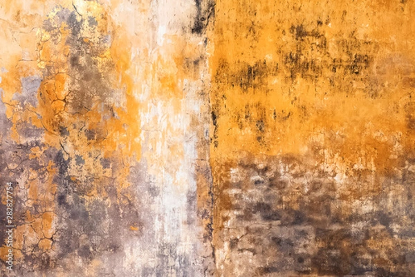 Obraz Texture of yellow aged wall close-up. Grunge