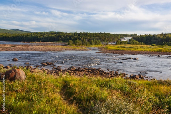 Fototapeta The rapids Storforsen in the Pite River in Swedish Norrbottens are one of the biggest in Europe. It is one of the most popular places to visit in Swedish Lapland.