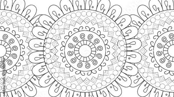 Fototapeta Black and White Mandala Pattern Decorative Ornament in Ethnic Oriental Style Unusual Flower Shape for Web Design Print Tattoo Coloring Book