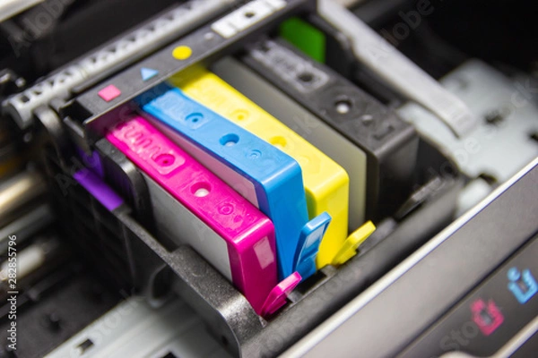 Fototapeta An ink cartridge or inkjet cartridge is a component of an inkjet printer that contains the ink four color