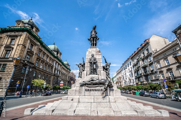 Fototapeta Jan Matejko Square. Grunwald Monument in Krakow. Poland