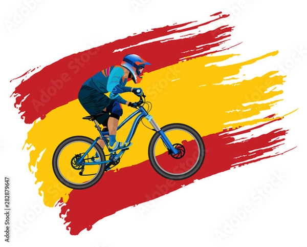 Obraz The cyclist on the flag of Spain