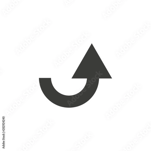 Fototapeta Curved arrow up vector icon. filled flat sign for mobile concept and web design. Upload arrow glyph icon. Symbol, logo illustration. Pixel perfect vector graphics