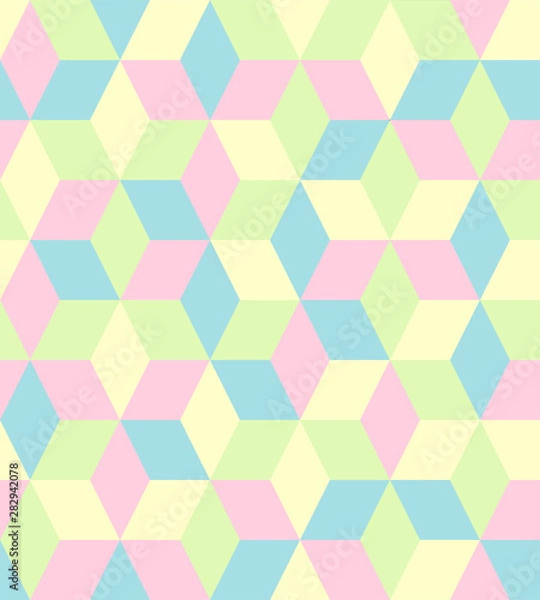 Fototapeta Abstract geometric seamless pattern. Pastel vector background. Ornament with rhombuses, diamond shapes, grid. Elegant graphic texture