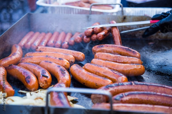 Obraz sausages on grill