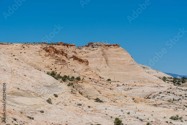Fototapeta Scenic Byway 12 in Utah low angle landscape of white stone hillside