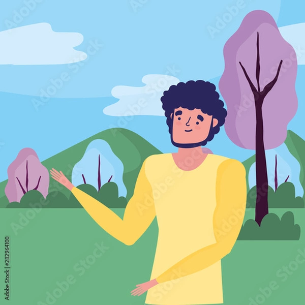 Fototapeta Avatar man over landscape vector design