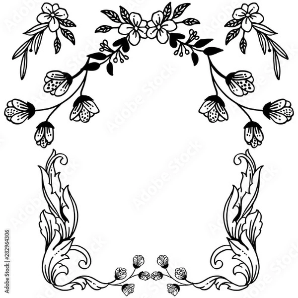Fototapeta Pattern decorative of leaf floral frame, for modern greeting card. Vector