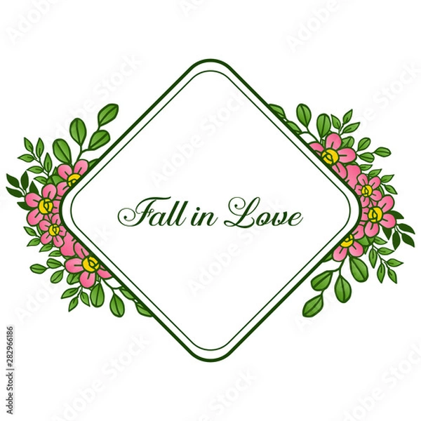 Fototapeta Various crowd pink floral frame, for card fall in love, romantic. Vector
