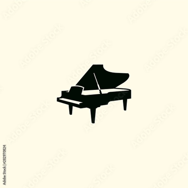 Fototapeta piano silhouette vector art logo icon illustration