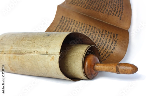 Obraz Ancient antique scroll on white background, Israel