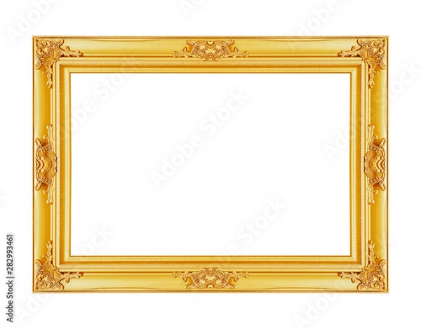 Fototapeta The antique gold frame isolated on white background with clipping path