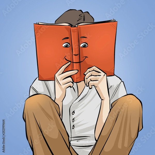 Obraz happy boy is reading a book