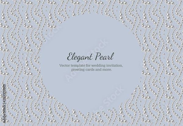 Fototapeta Elegant template with pearl pattern. Vector design for banners, cards, wedding invitation.