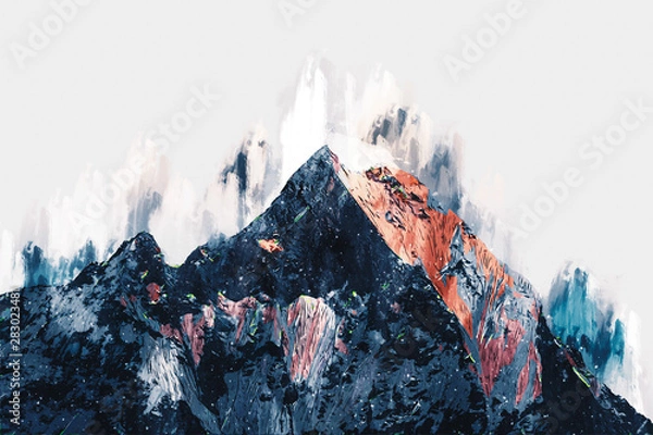 Fototapeta Abstract painting of colorful mountains, Digital painting