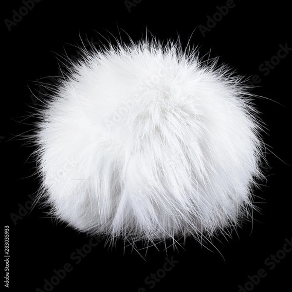 Obraz White pompom isolated on black