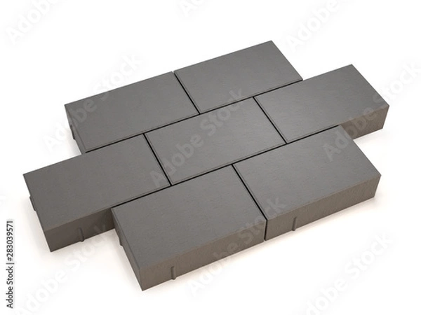 Obraz Rectangular paving slab isolated on white background. 3d illustration.