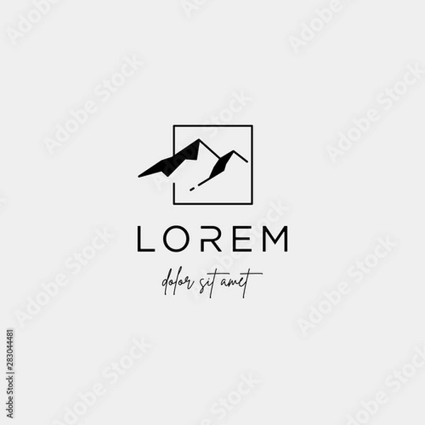 Obraz Mountain Logo Vector line design landscape symbol