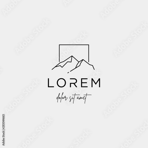 Obraz Mountain Logo Vector line design landscape symbol