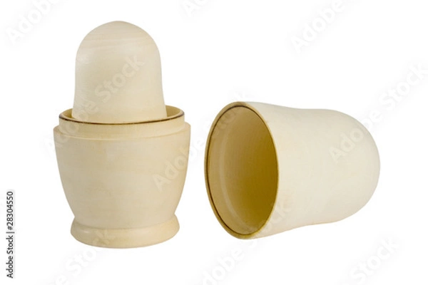 Obraz Open unpainted nested doll (isolated on white)