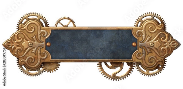 Obraz Steampunk metal banner with clockwork mechanism