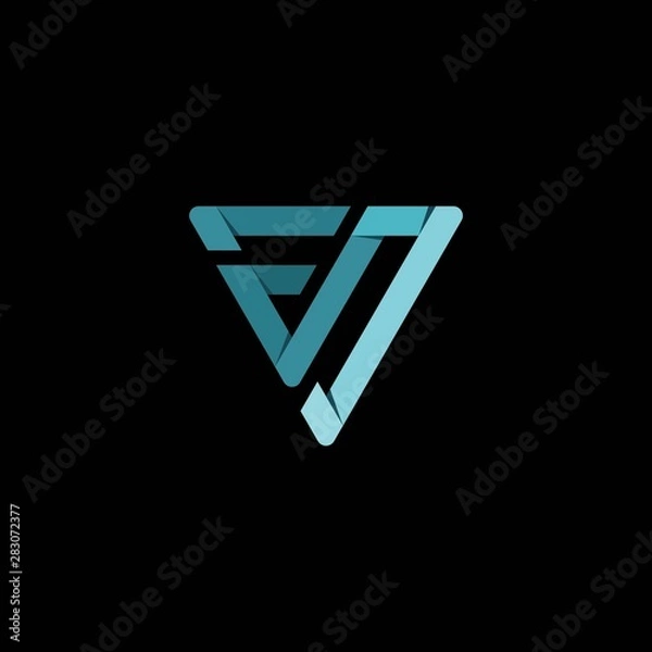 Fototapeta simple typography ev triangle vector logo