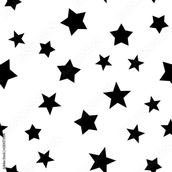 Obraz Stars seamless pattern. Star elements in random order texture background. Black and white.