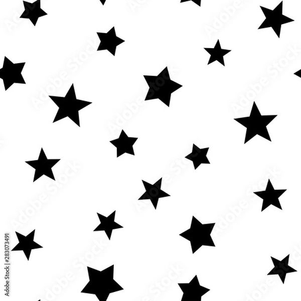 Obraz Stars seamless pattern. Star elements in random order texture background. Black and white.