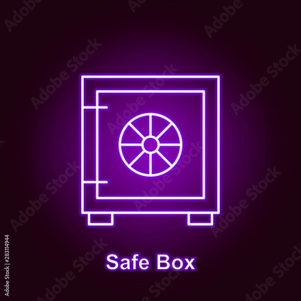 Fototapeta bitcoin safe box outline icon in neon style. Element of cryptocurrency illustration icons. Signs and symbols can be used for web, logo, mobile app, UI, UX