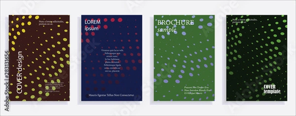 Fototapeta Minimalistic cover design templates. Set of layouts for covers of books, albums, notebooks, reports, magazines. Line halftone gradient effect, flat modern abstract design. Geometric mock-up texture