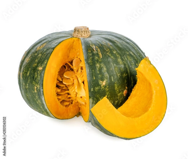 Obraz green pumpkin isolated on white background.