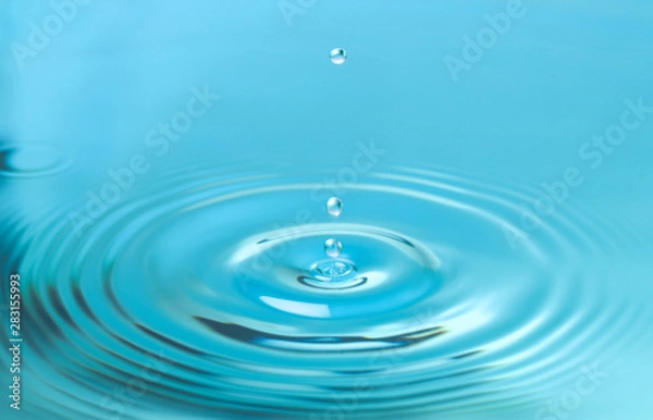 Obraz Splash of blue water with drop, closeup